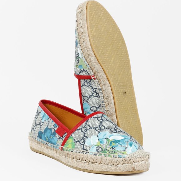 *SOLD* Gucci GG Supreme Canvas Blue Blooms Espadrilles - Picture 4 of 10